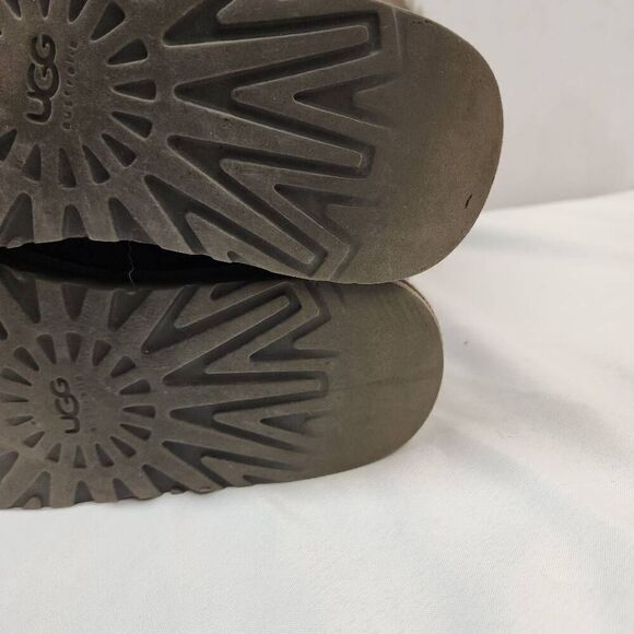 UGG Size 8 Women's Bailey Button Triplet Tall Charcoal Grey Suede Boots 1873 - Picture 8 of 9